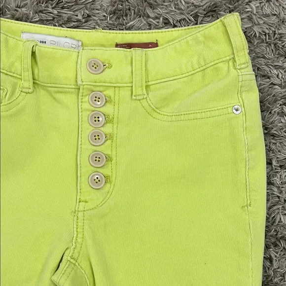 Anthropologie PILCRO Neon Lemon Yellow chartreuse cords High-Rise Jeans - Picture 4 of 8